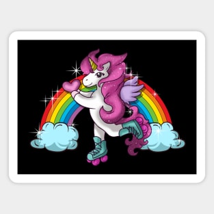 Retro Cute Roller Skating Unicorn Skate Girly Magnet